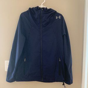 Under Armour Hooded Windbreaker Jacket Navy Blue, Size Medium